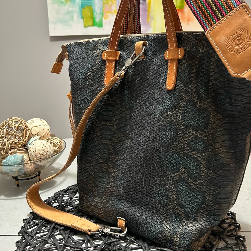 CONSUELA RATTLER SLING SNAKE PRINT BUCKET CROSSBODY TOTE BAG - Picture 10 of 14